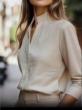 Chic Cream Tie-Neck Blouse